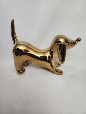 Golden Ceramic Dachshund Figurine